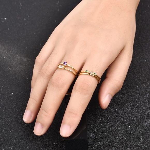 Boho 4 pcs Delicate Stackable Ring Set Gold Sz5-10 - Picture 4 of 4